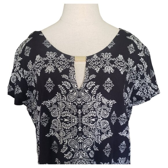 CT693 Renaur Black & White Floral Pattern Sleeveless Dress S - Picture 2 of 4